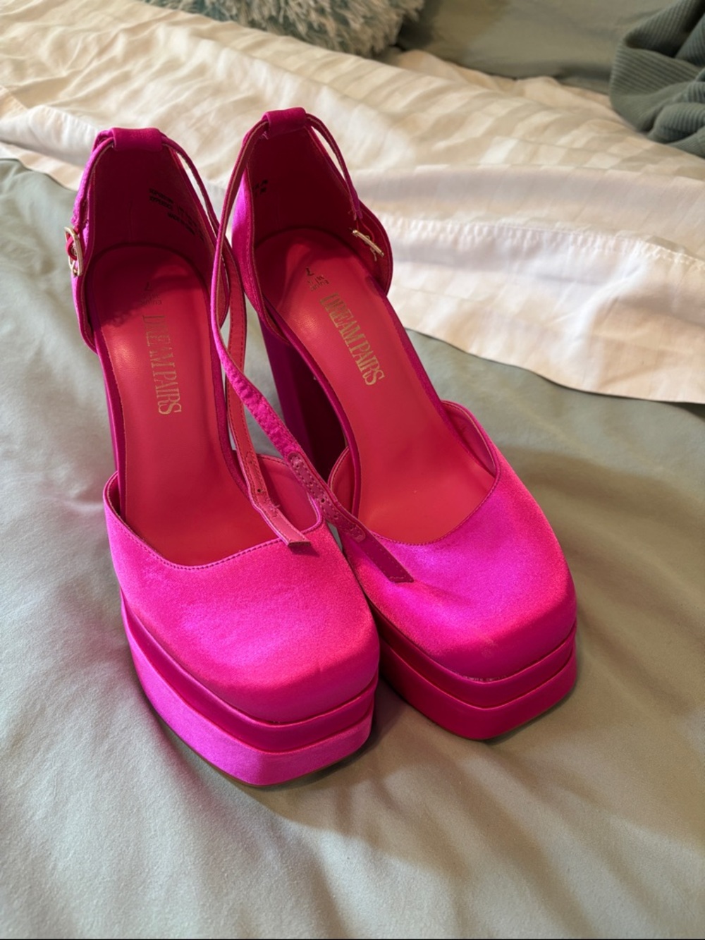 Zara Hot Pink Platform Peep-Toe Heels